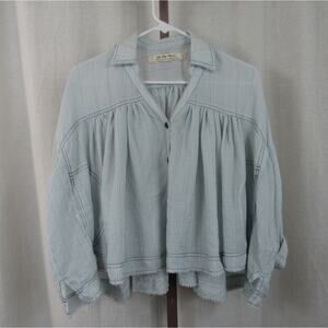 We The Free XS Blue White Rainbow Picnic Shirt Boho Bohemian Festival Flowy